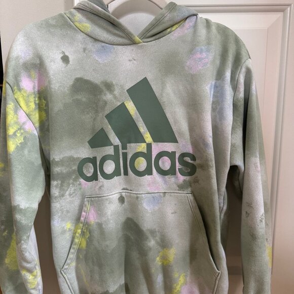 Adidas Youth XL Hoodie Green / Pink / Yellow Camo Pullover Sweatshirt - Picture 1 of 3